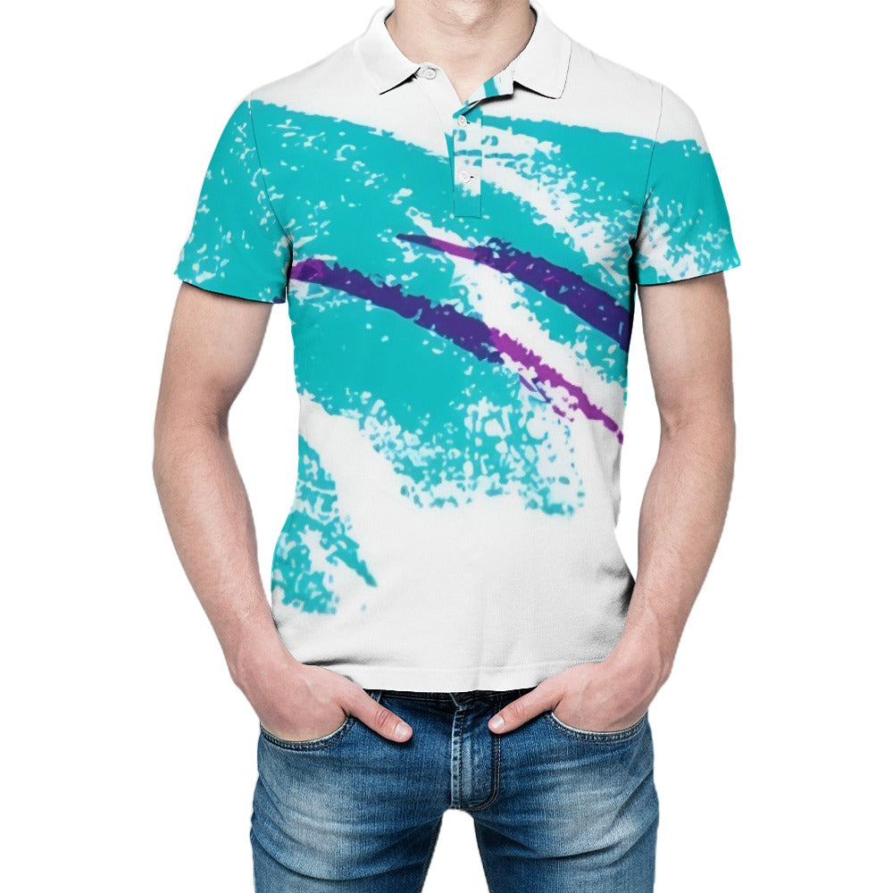 90s Jazz Solo Paper Cup Pattern Polo straight shirt