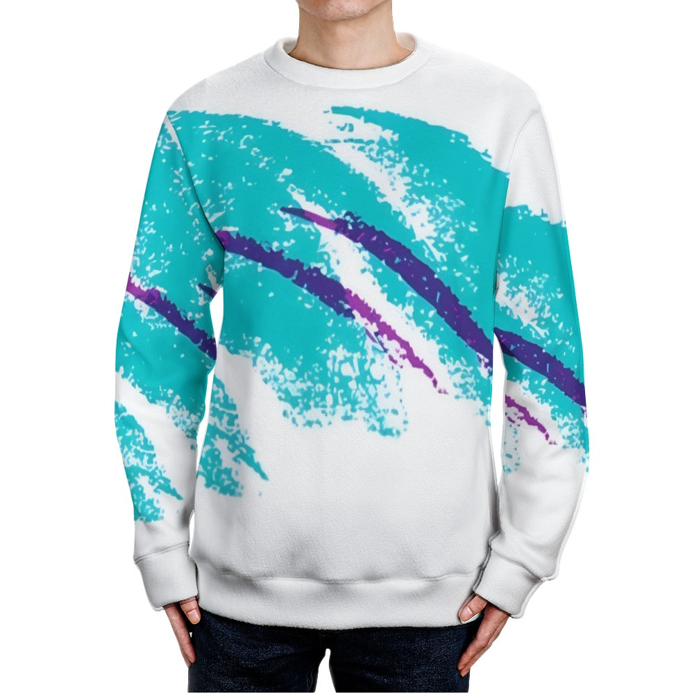 90s Jazz Solo Paper Cup Pattern Men's Crew Neck Sweater