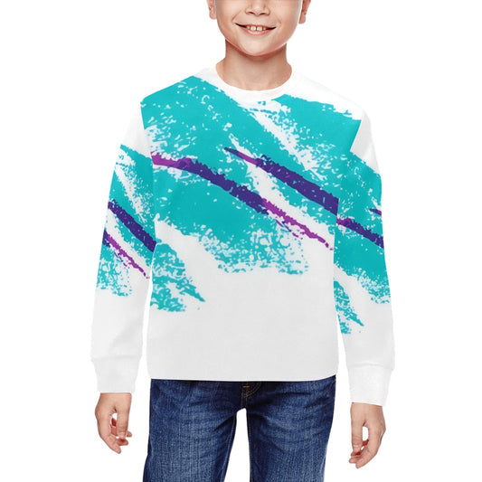 90s Jazz Solo Paper Cup Pattern Kid's Crewneck Sweatshirt