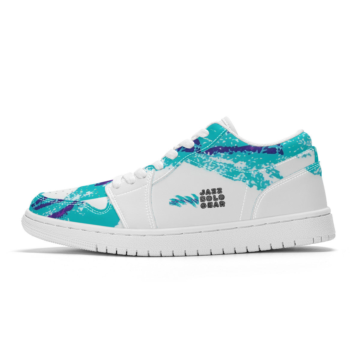 90s Jazz Solo Cup Pattern Unisex Low Top Skateboard Sneakers - White