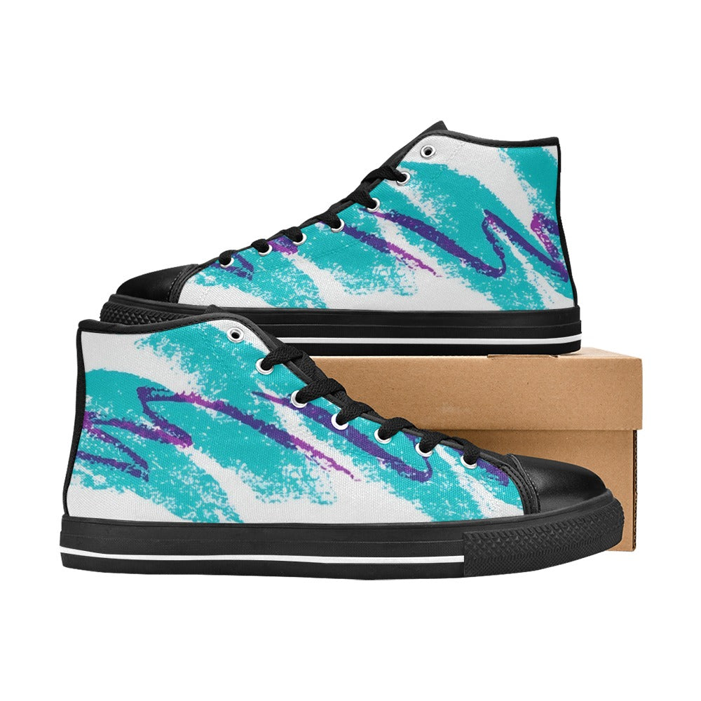 90s Jazz Solo Paper Cup Pattern Aquila High Top Canvas Women's Shoes