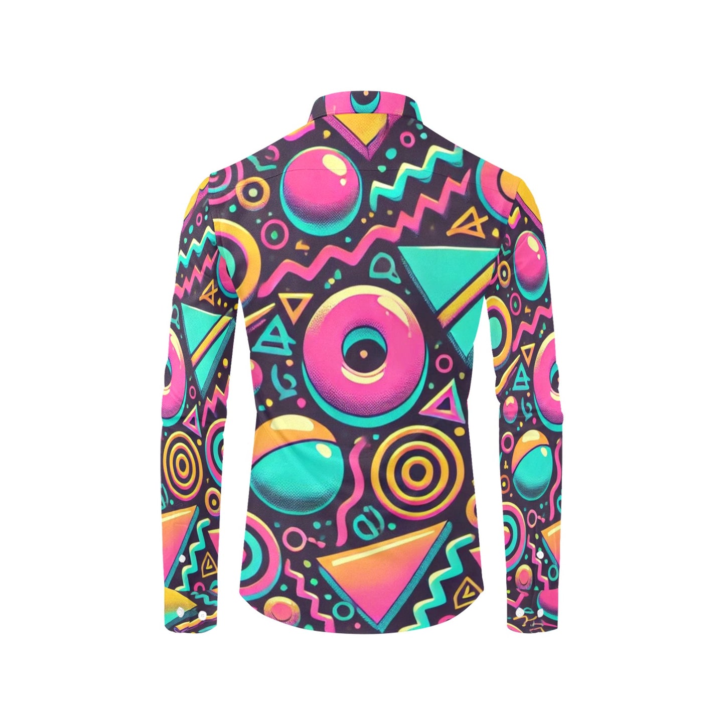 Neon Retro 90s Pattern Men's Long Sleeve Shirt