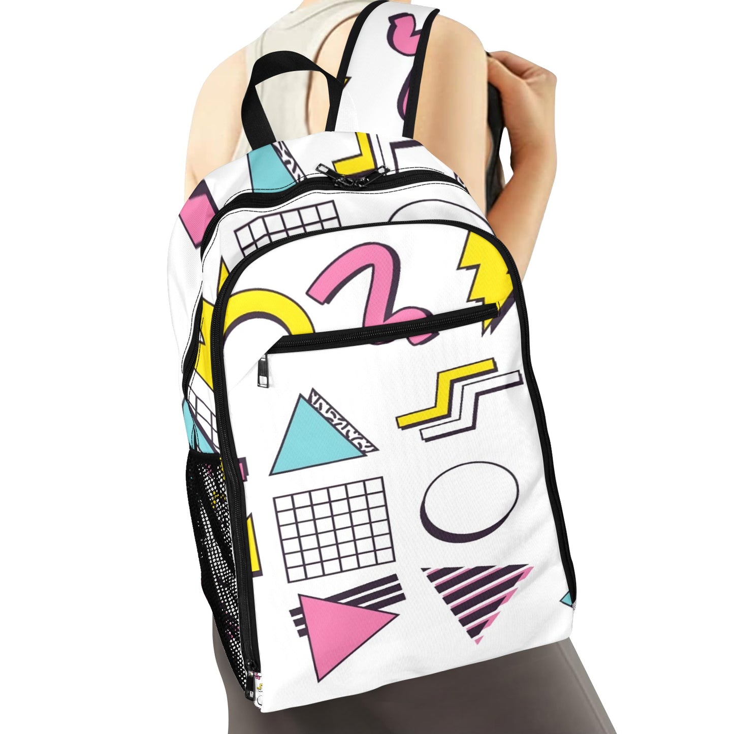 90s White Aesthetic Design All Over Print Leisure Sports Backpack