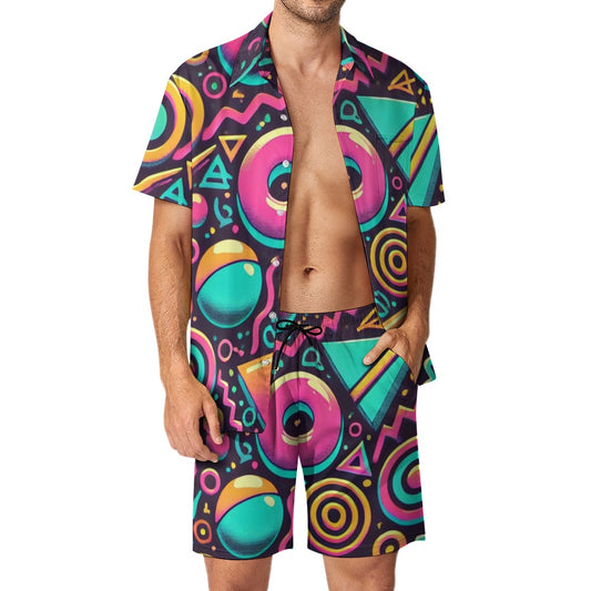 Neon Retro 90s Beach Suit for Men