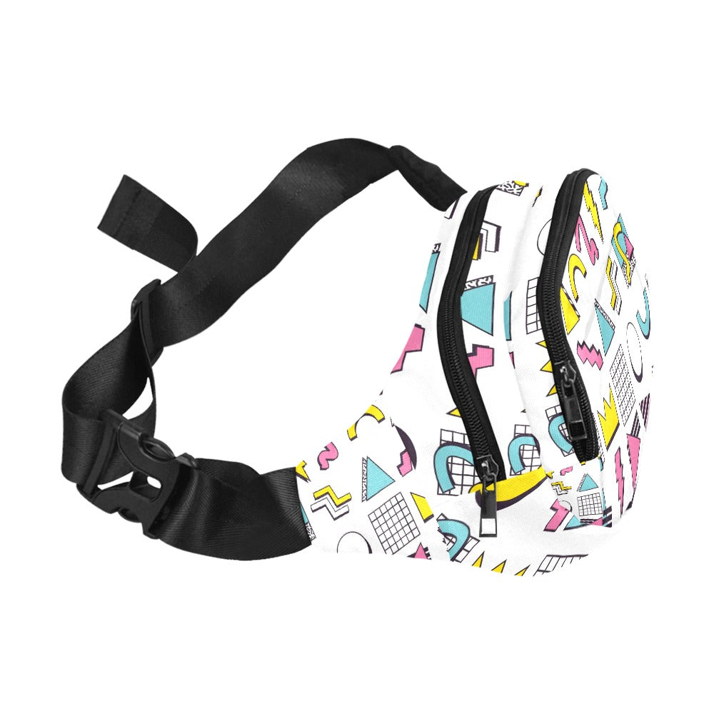 90s White Aesthetic Design Unisex Waist Bag With Front Pocket Fanny Pack