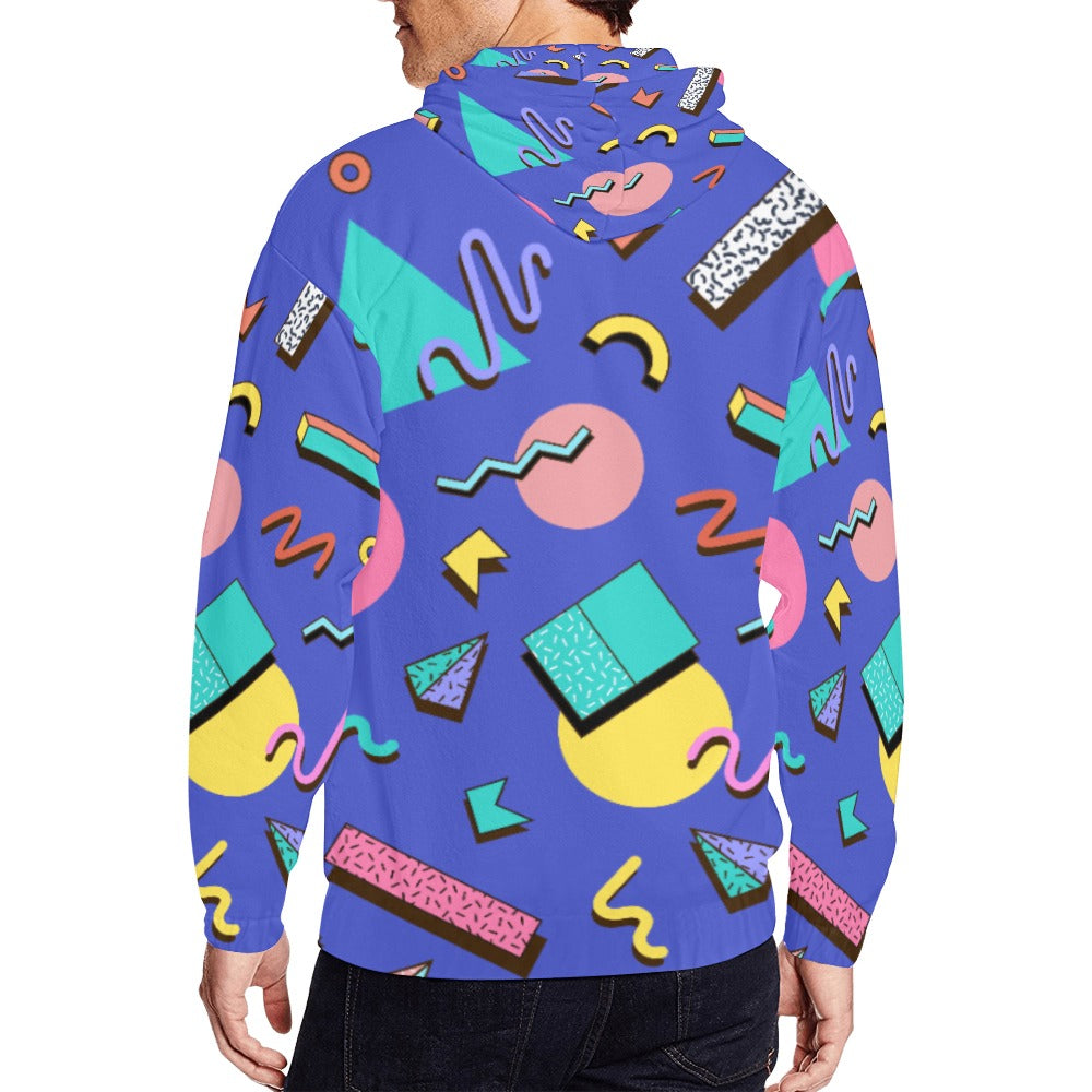 Nostalgic 90s Aesthetic Design Men's All Over Print Full Zip Hoodie