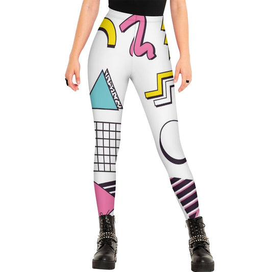 90s White Aesthetic Design Regular Leggings