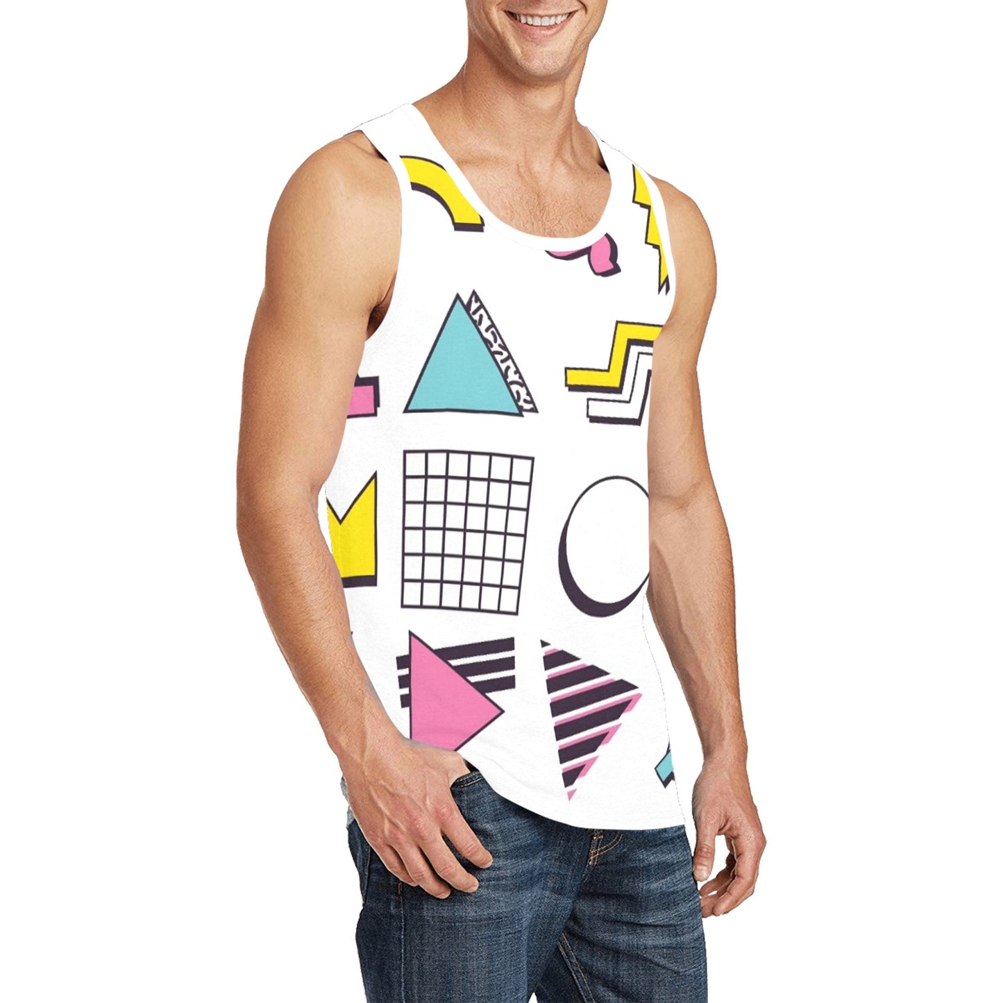 90s White Aesthetic Design Men's All Over Print Tank Top