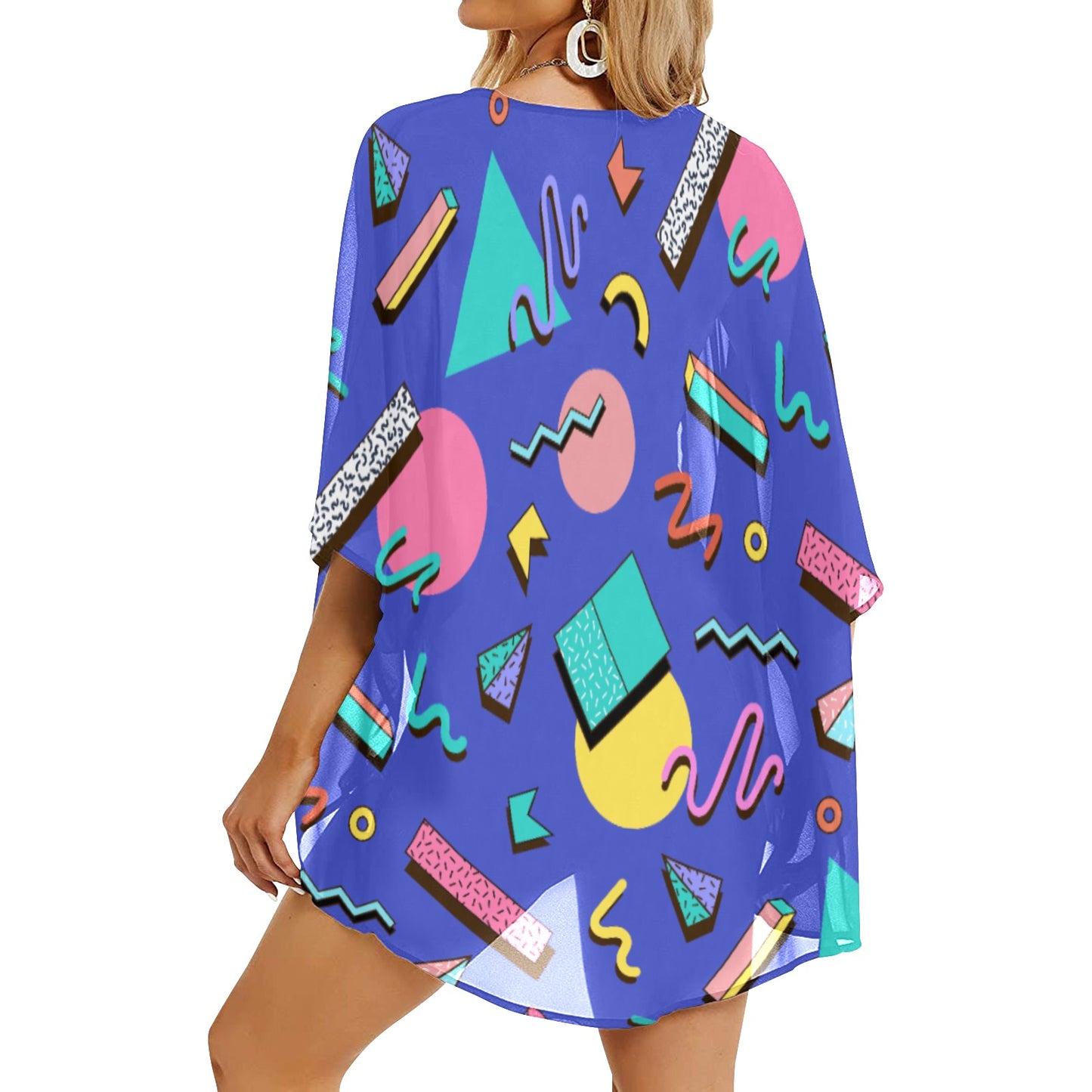 Nostalgic 90s Aesthetic Design Women's Kimono Chiffon Cover Up