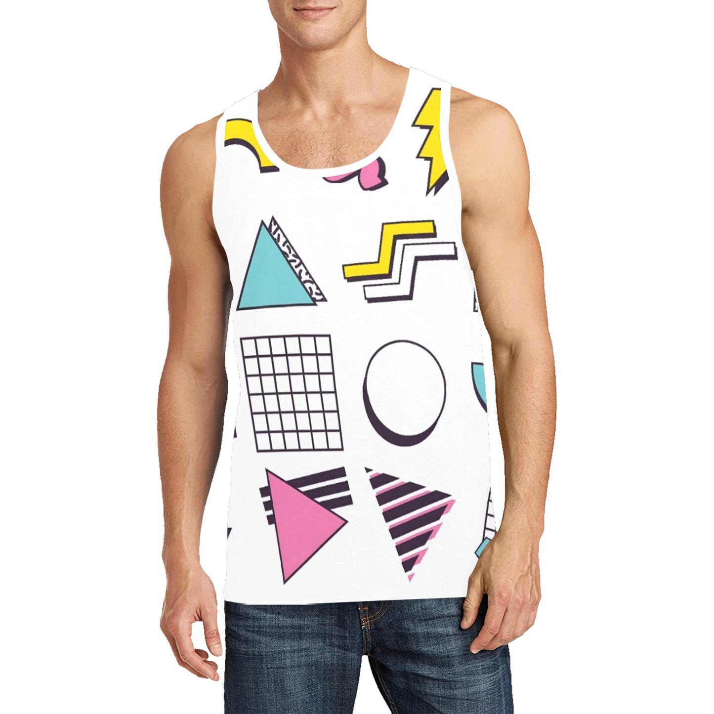 90s White Aesthetic Design Men's All Over Print Tank Top