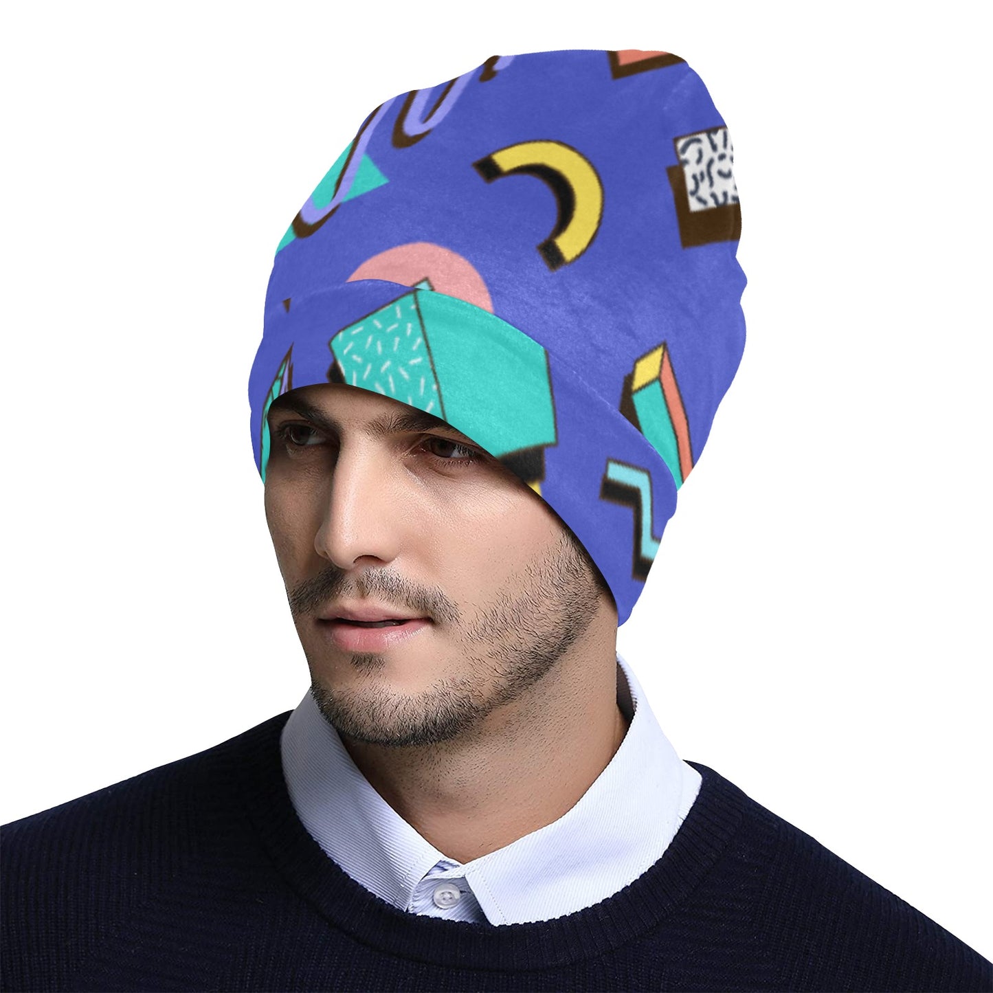 Nostalgic 90s Aesthetic Design All Over Print Beanie for Adults