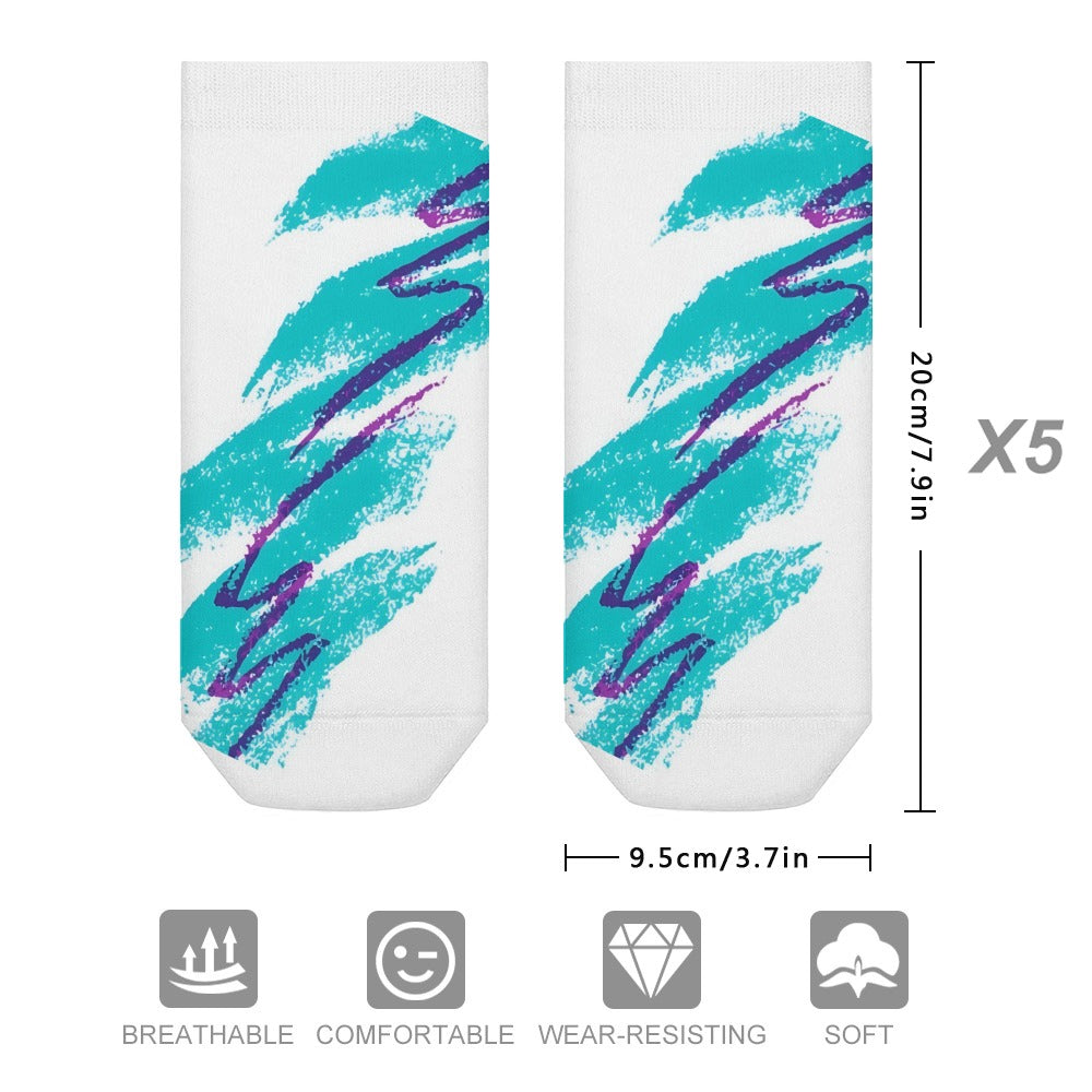 90s Jazz Solo Paper Cup Pattern Comfortable Pattern Socks (Set of 5 Pairs)