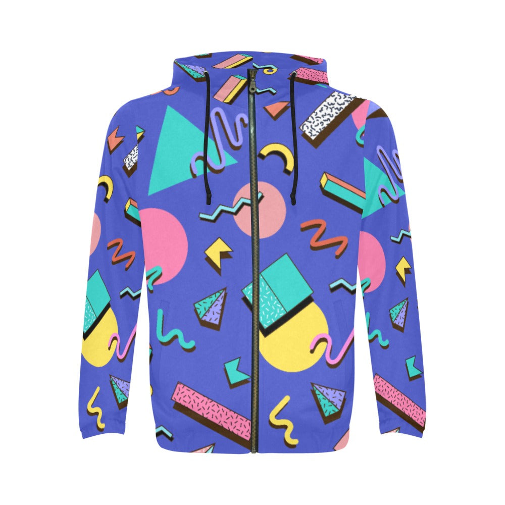 Nostalgic 90s Aesthetic Design Men's All Over Print Full Zip Hoodie