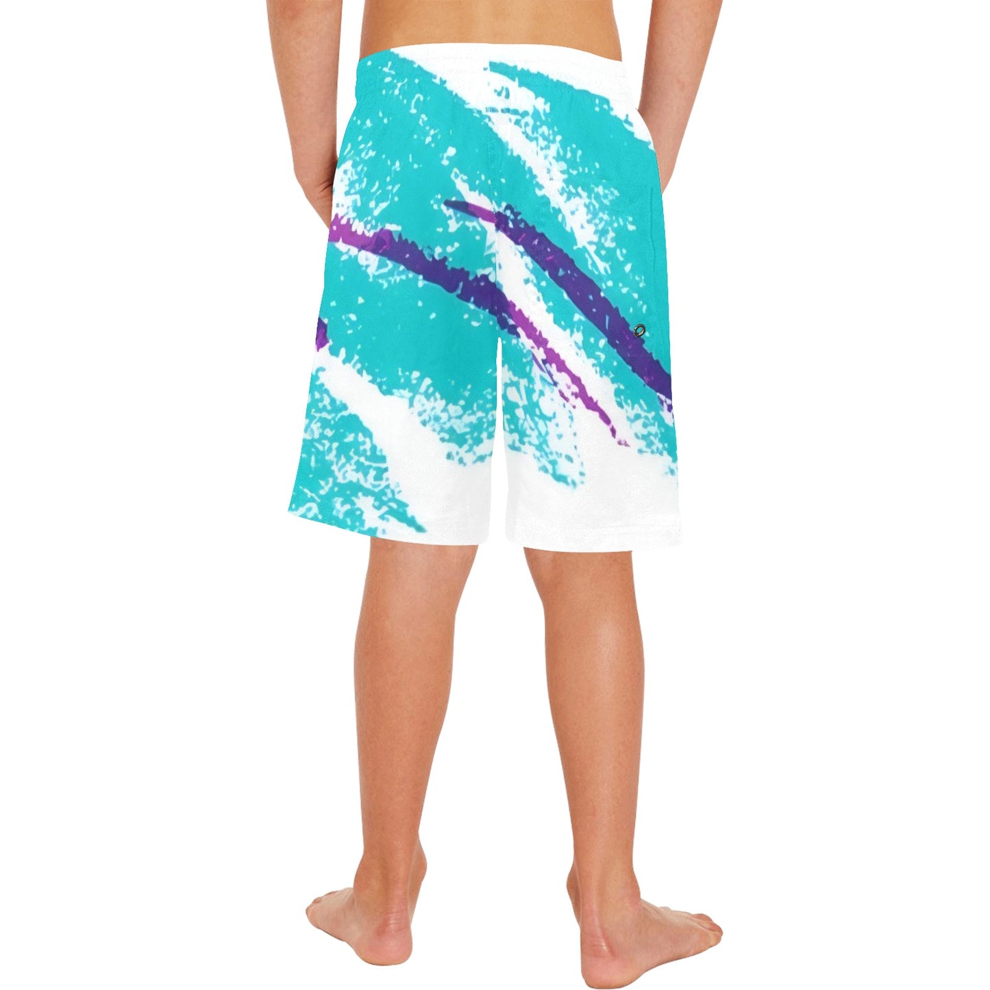 90s Jazz Solo Paper Cup Pattern Boys' Causal Beach Shorts