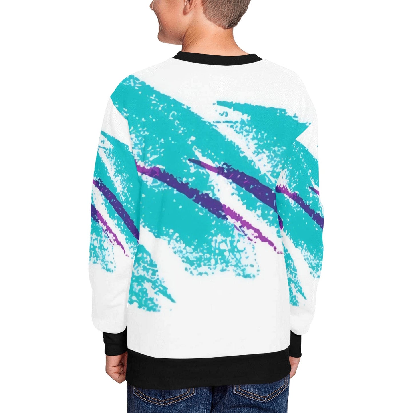 90s Jazz Solo Paper Cup Pattern Kids' All Over Print Fuzzy Sweatshirt