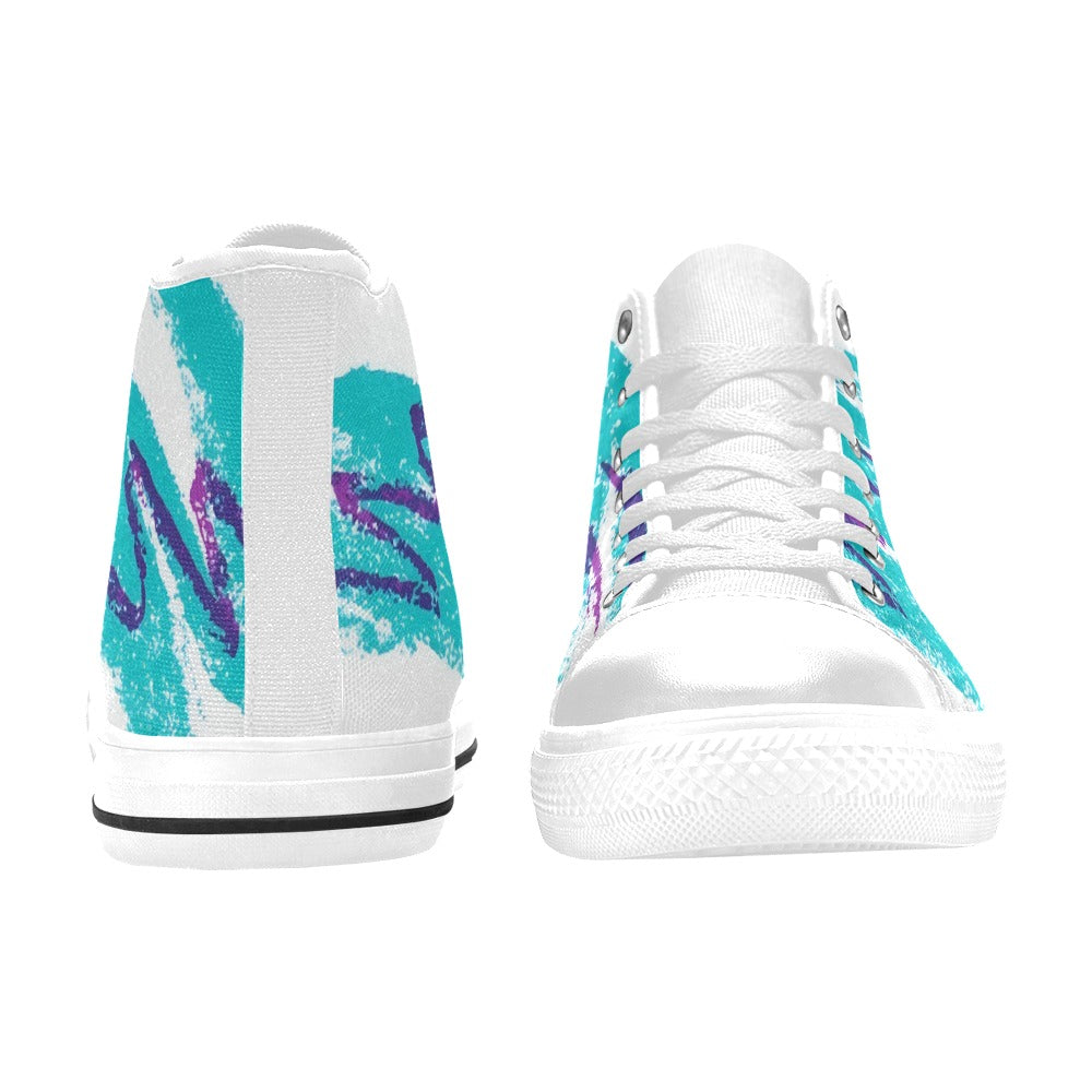 90s Jazz Solo Paper Cup Pattern Aquila High Top Canvas Men's Shoes