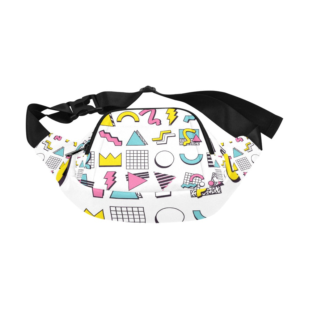 90s White Aesthetic Design Unisex Waist Bag With Front Pocket Fanny Pack