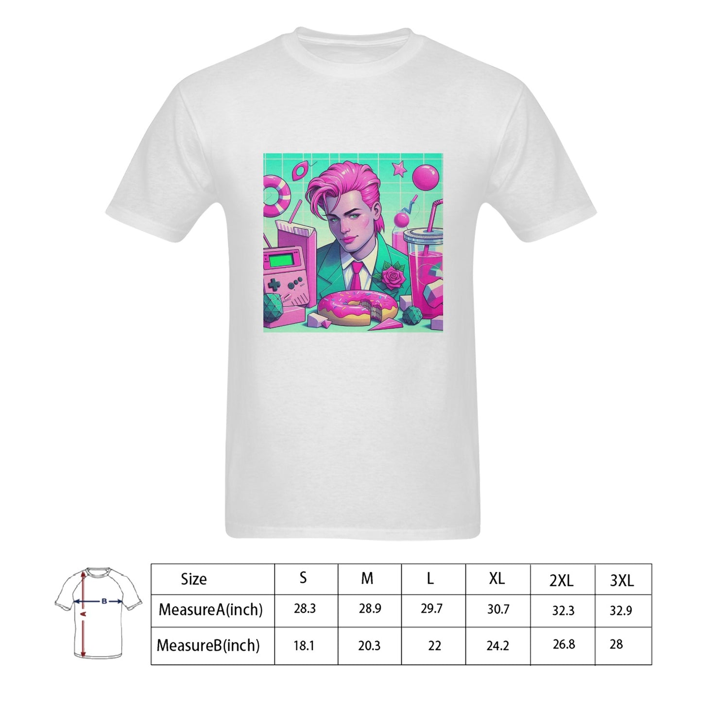 90s Pink And Green Aesthetic Icons Men's T-shirt