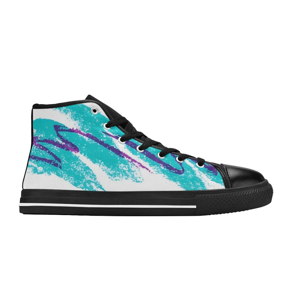 90s Jazz Solo Paper Cup Pattern Aquila High Top Canvas Women's Shoes