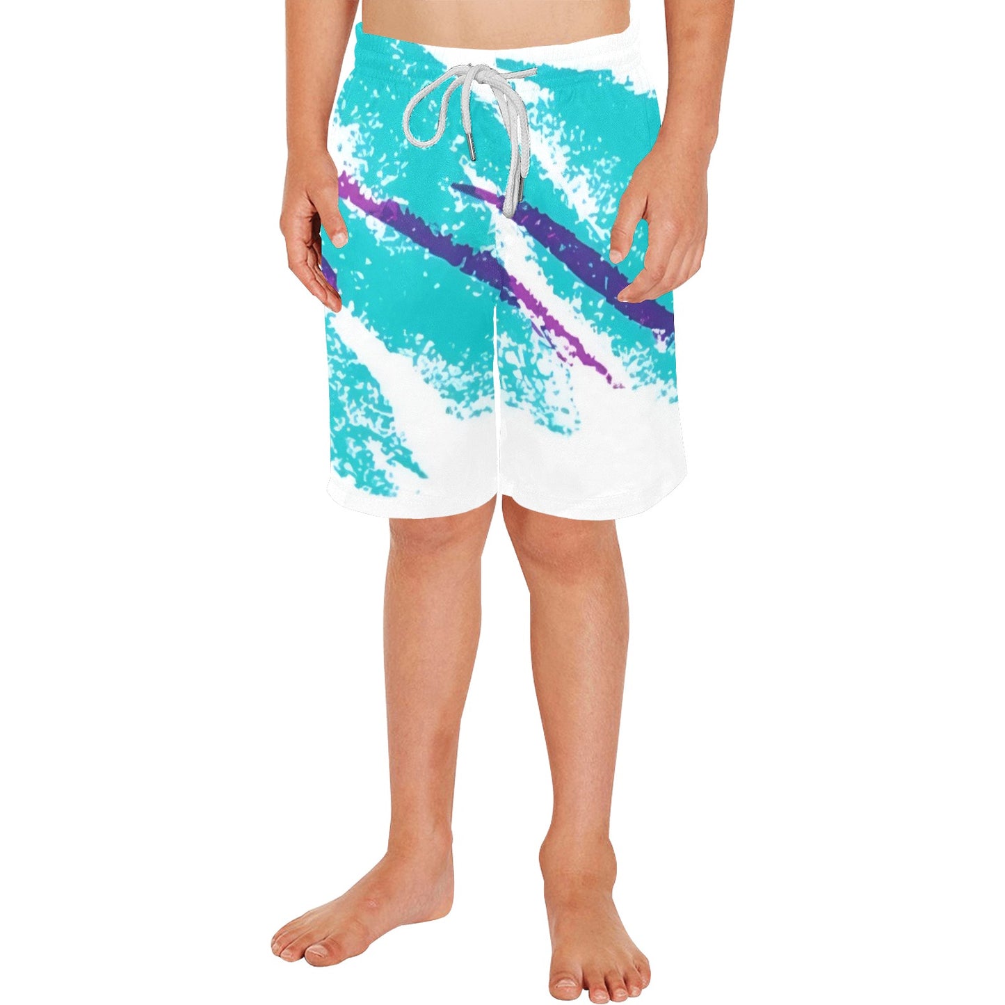 90s Jazz Solo Paper Cup Pattern Boys' Causal Beach Shorts