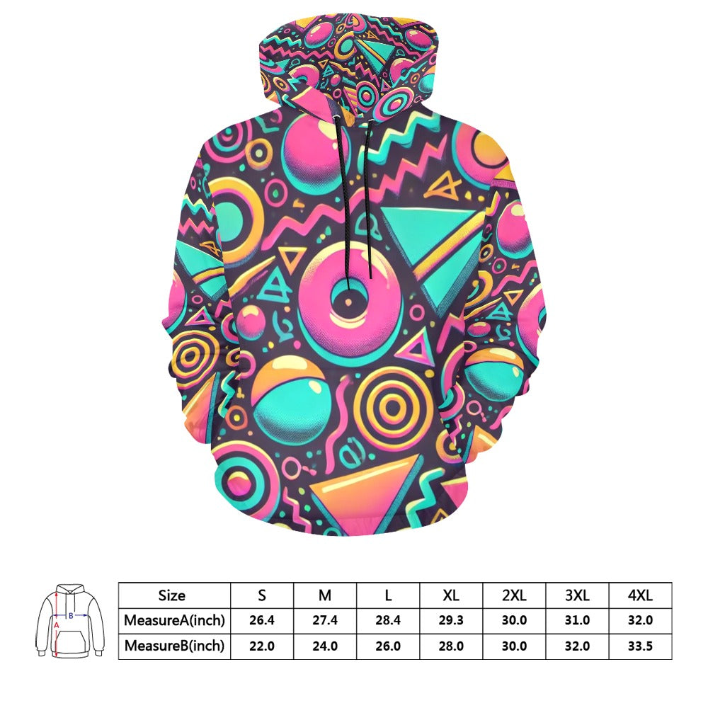 Neon Retro 90s Pattern Men's All Over Print Hoodie