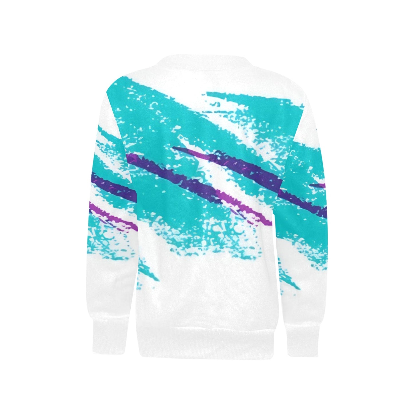 90s Jazz Solo Paper Cup Pattern Girls' All Over Print Crew Neck Sweater