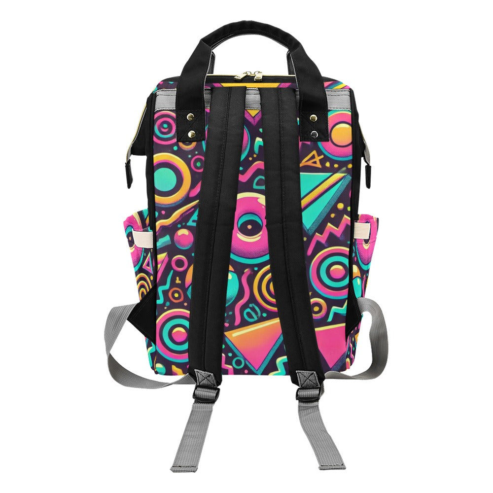 Neon Retro 90s Pattern Waterproof Multi-Function Backpack