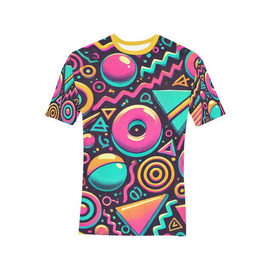 Neon Retro 90s Pattern Men's All Over Print T-shirt