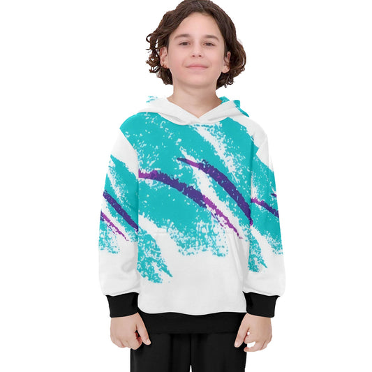 90s Jazz Solo Paper Cup Pattern Big Boys' Long Sleeve Hoodie