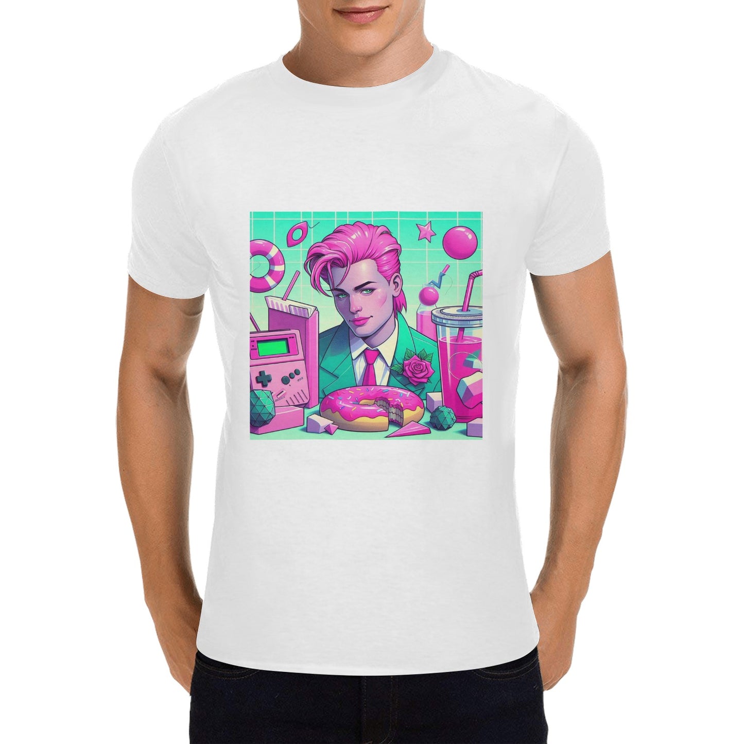 90s Pink And Green Aesthetic Icons Men's T-shirt