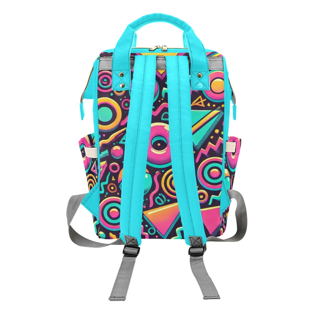 Neon Retro 90s Pattern Waterproof Multi-Function Backpack