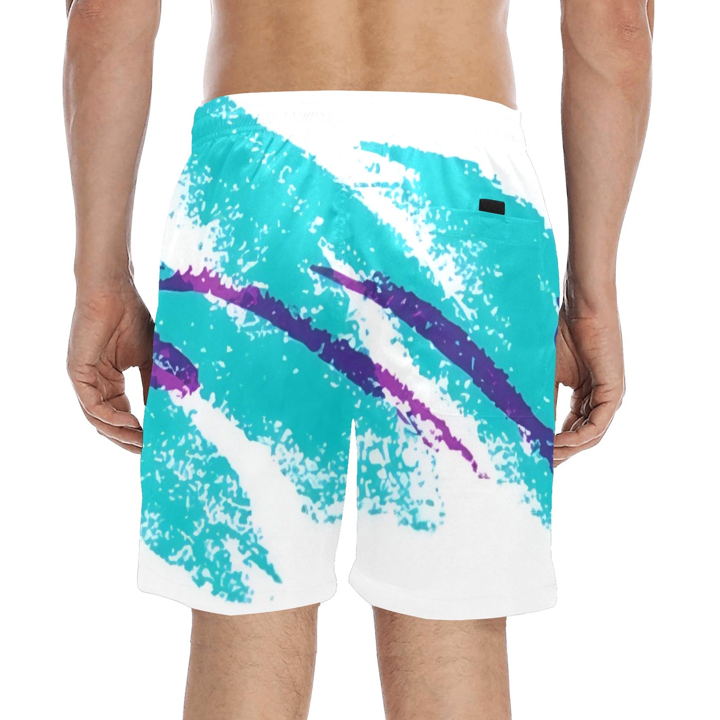 90s Jazz Solo Paper Cup Pattern Men's Mid-Length Beach Shorts