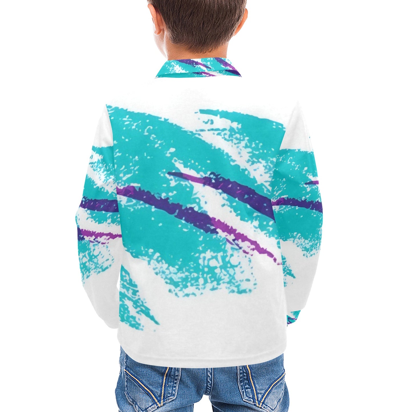 90s Jazz Solo Paper Cup Pattern Little Boys' Long Sleeve Polo Shirt