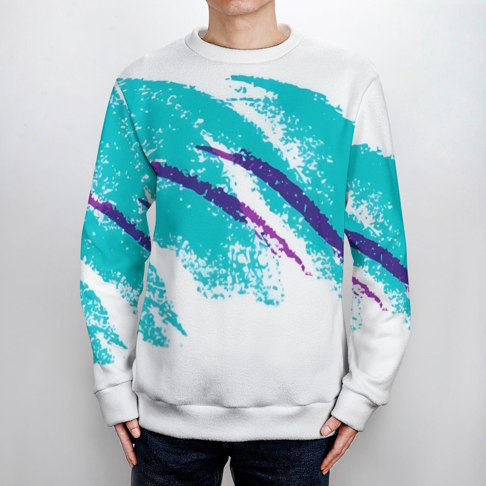 90s Jazz Solo Paper Cup Pattern Men's Crew Neck Sweater