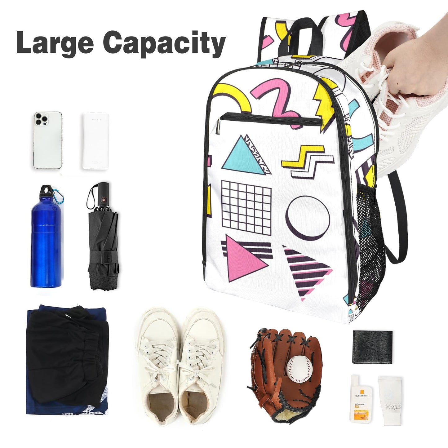 90s White Aesthetic Design All Over Print Leisure Sports Backpack