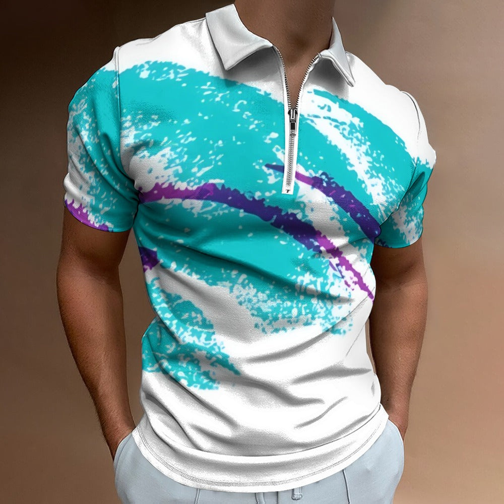 90s Jazz Solo Paper Cup Pattern Short sleeve polo shirt