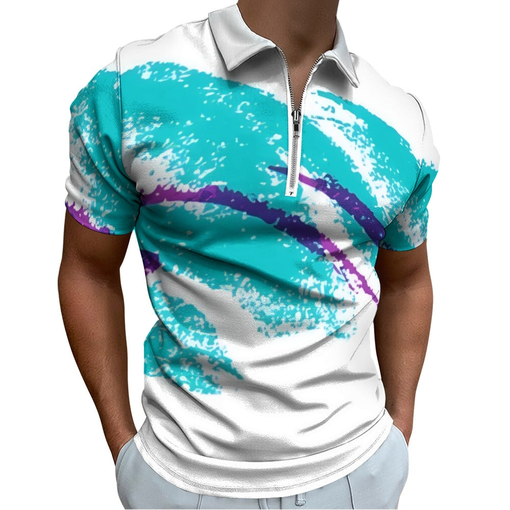 90s Jazz Solo Paper Cup Pattern Short sleeve polo shirt