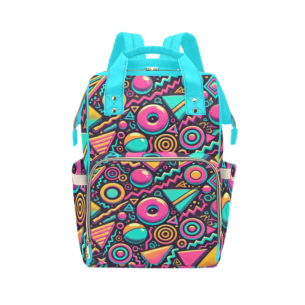 Neon Retro 90s Pattern Waterproof Multi-Function Backpack