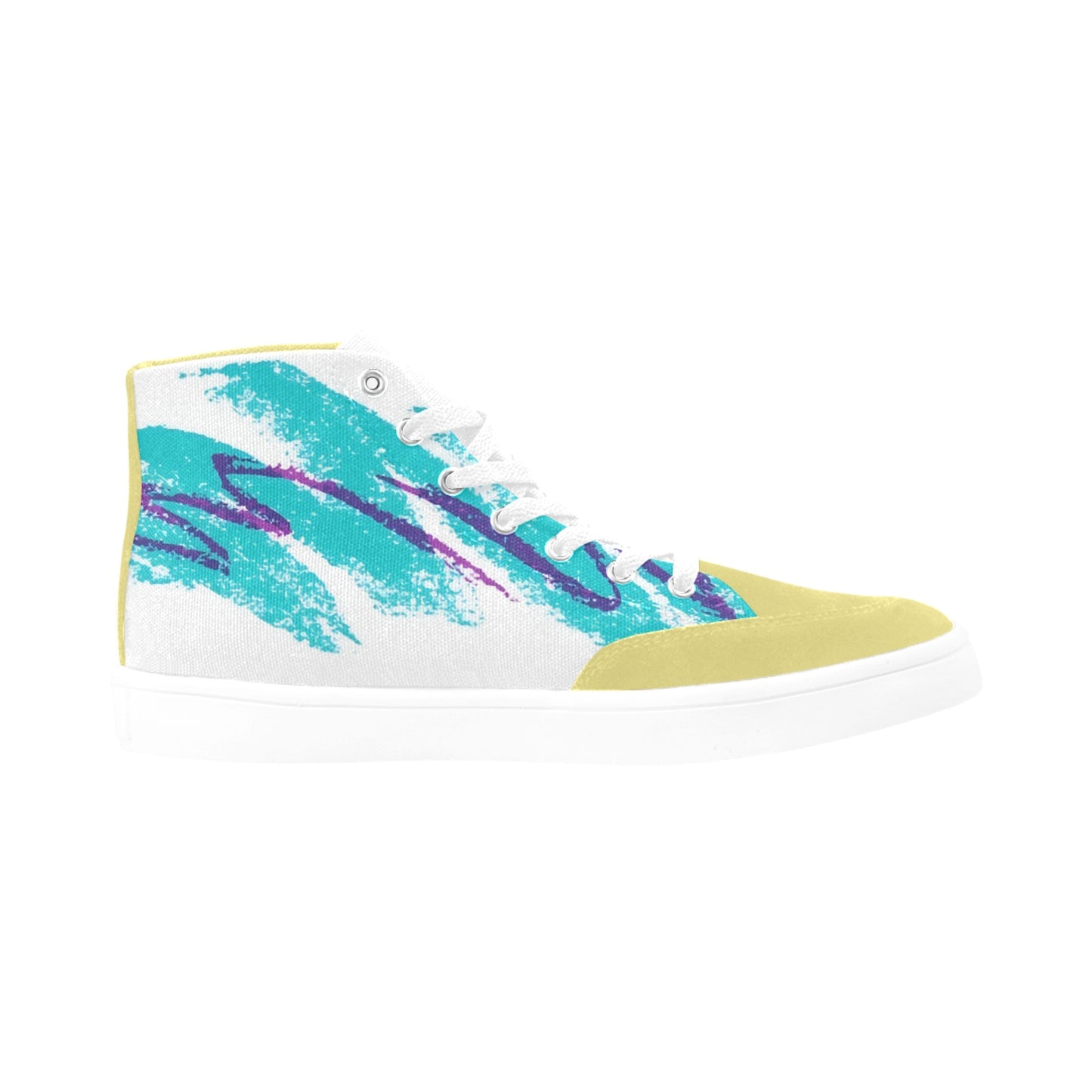 90s Jazz Solo Paper Cup Pattern High Top Canvas Women's Shoes