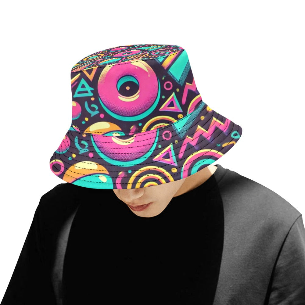 Neon Retro 90s Pattern Men's Bucket Hat