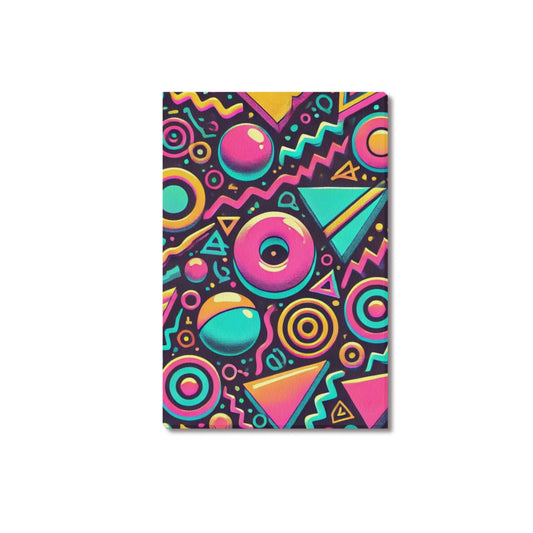 Neon Retro 90s Pattern Framed Canvas Print - 12x18 Inch