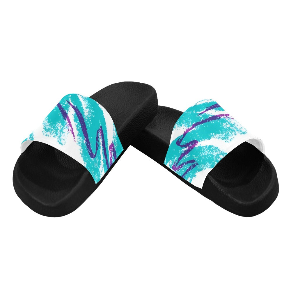 90s Jazz Solo Paper Cup Pattern Women's Slide Sandals