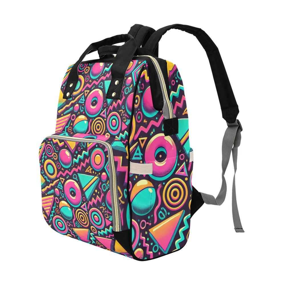 Neon Retro 90s Pattern Waterproof Multi-Function Backpack