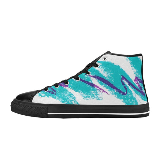 90s Jazz Solo Paper Cup Pattern Aquila High Top Canvas Women's Shoes