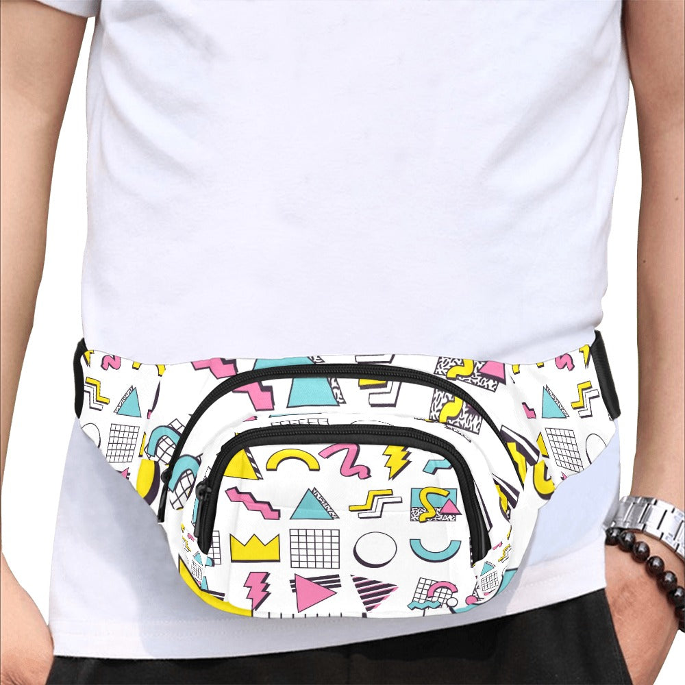 90s White Aesthetic Design Unisex Waist Bag With Front Pocket Fanny Pack