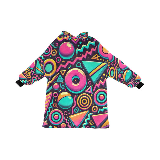 Neon Retro 90s Pattern Blanket Hoodie for Men