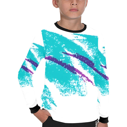 90s Jazz Solo Paper Cup Pattern Kid's Long Sleeve T-shirt