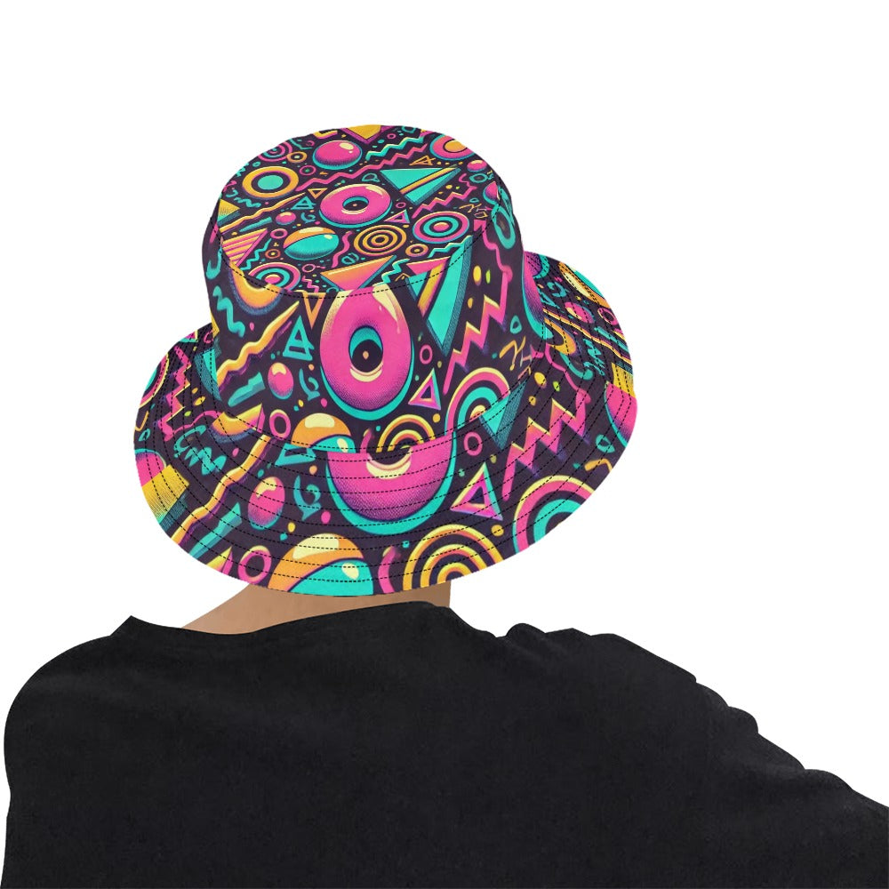 Neon Retro 90s Pattern Men's Bucket Hat