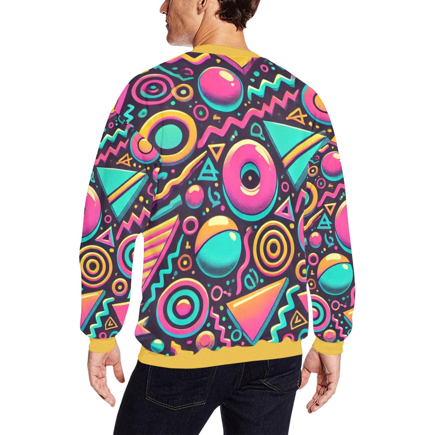 Neon Retro 90s Pattern Men's All Over Print Sweatshirt