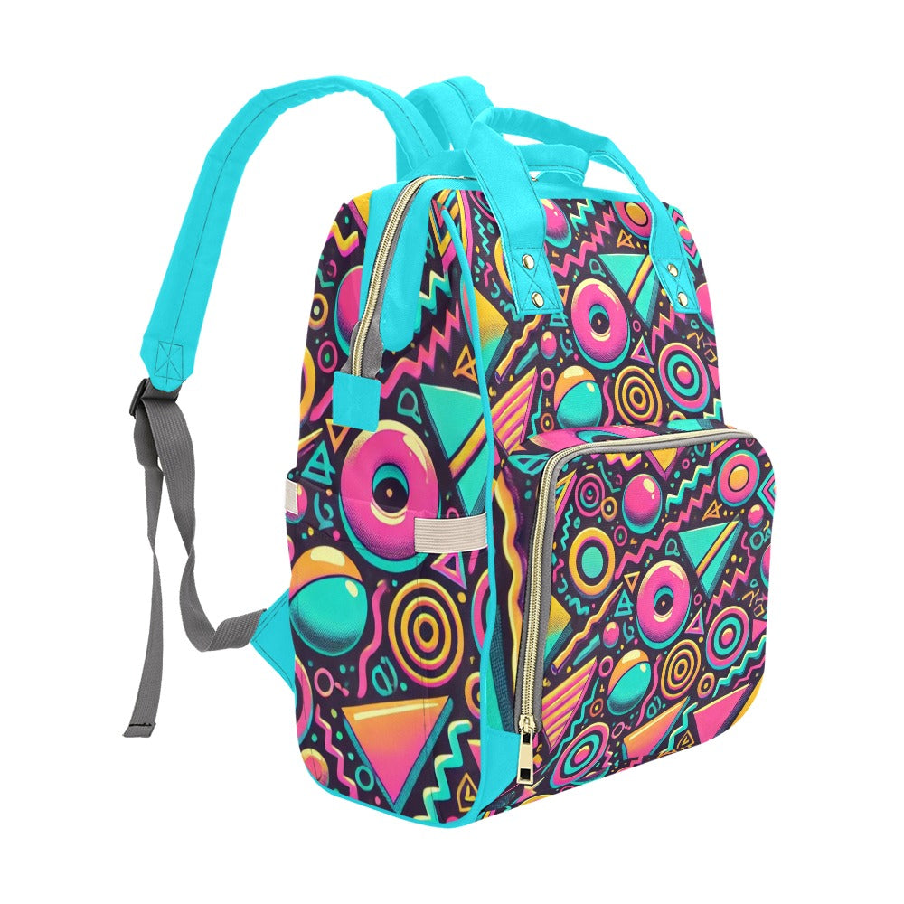 Neon Retro 90s Pattern Waterproof Multi-Function Backpack